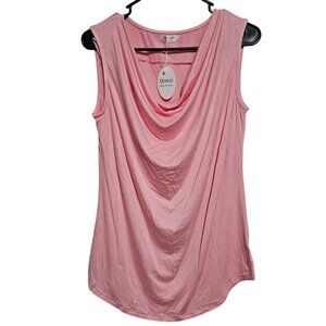 Qearal Tank Top Womens Size Large Pink Draped Neck Sleeveless Blouse Shirt New